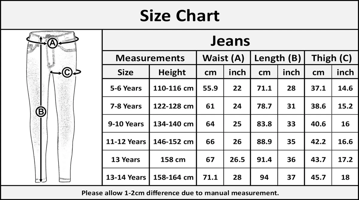 Girls' Jeans Size