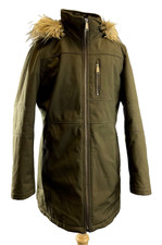 Andrew Marc Women's Hooded Mid-length Parka Green Large K4
