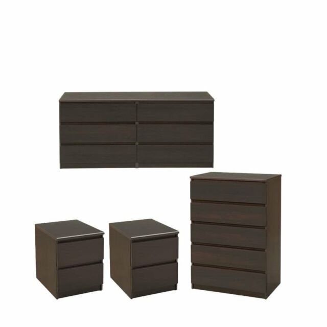 4 Piece Bedroom Set With 6 Drawer Double Dresser 5 Drawer Chest