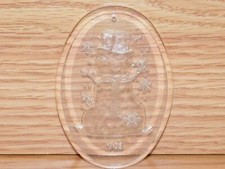 Vintage Style 1983 Clear Snowman Holiday Christmas Tree Ornament  READ 