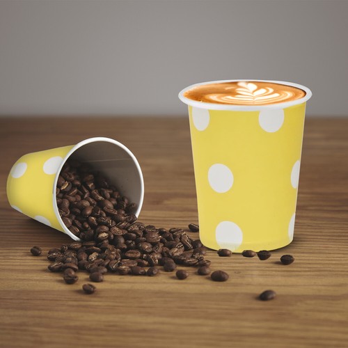 AEX 7oz Disposable paper cups for hot and cold drinks Polka dot paper Coffee cup - Picture 11 of 15