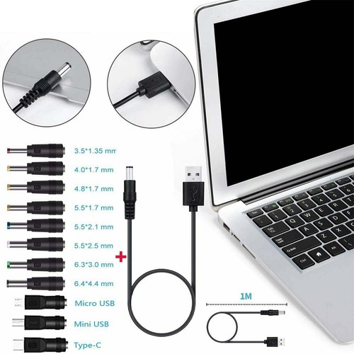 Cavo di alimentazione ricarica jack jack botte 11/8 punte USB 5,5 mm 2,1 mm 3,5 mm 1,35 mm 5 V DC - Foto 13 di 15