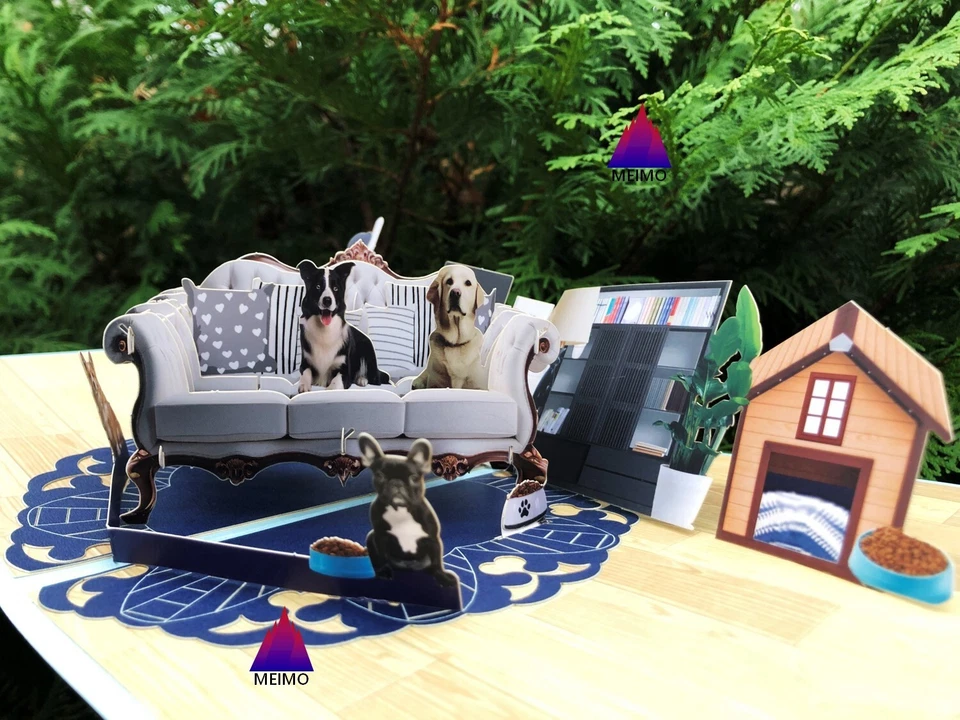 3D Pop Up Greeting Card Dog Puppy Pet Birthday Vacation Anniversary Love Mother - Image 3 of 4