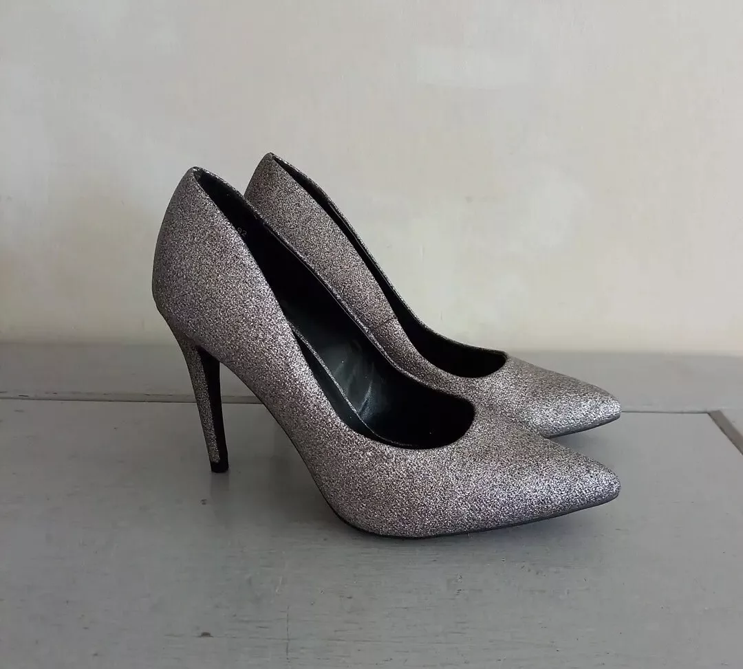New look shop silver glitter boots