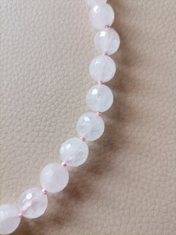 Collana QUARZO ROSA Nat Sfacc cm 49 mm 12 nuova argento tibetano - Immagine 4 di 4