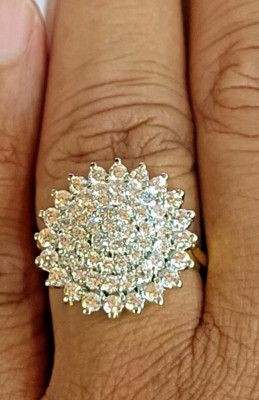 2,50 Ct Rund Simulierter Diamant Cluster Verlobungsring 14 Ct Gelb Vergoldet