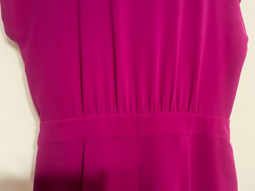 Diane Von Furstenberg (DVF) Emerson Cropped Surplice Jumpsuit Sz 12 Fuschia - Picture 13 of 13