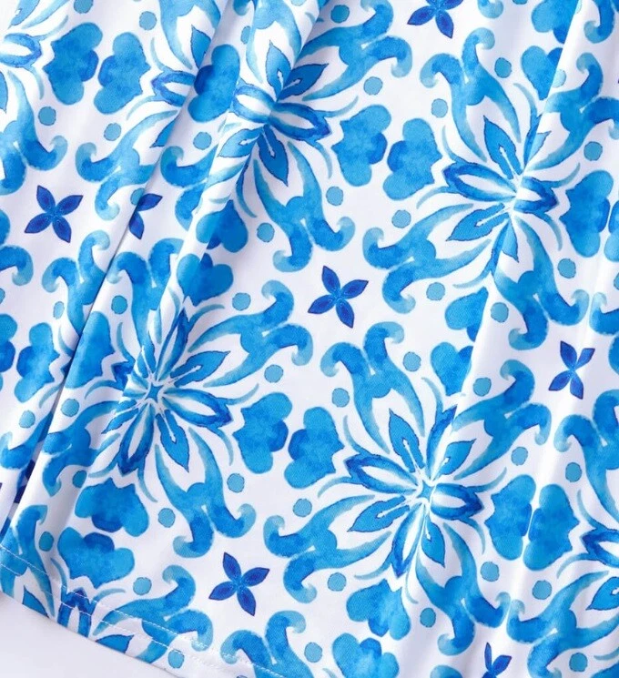 Girls Dress Size 2 Years New Blue Floral Mosaic Print  Girls Maxidress