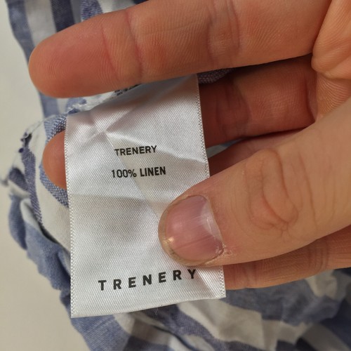 Trenery french linen top womens XS blue striped sleeveless Vneck 107715 - Picture 6 of 11