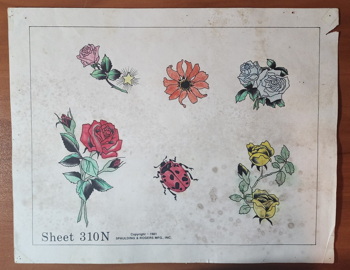 Vintage Traditional 1981 Spaulding & Rogers Hand Colored Tattoo