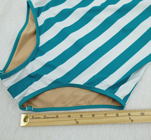 Kortni Jeane Swimsuit One Piece XS Green Striped Beach Retro Strappy Back - Picture 16 of 18
