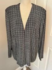 ALEX EVENINGS 22 W ELEGANT BLACK SILVER-SPARKLY OPEN FRONT HOLIDAY DINNER JACKET