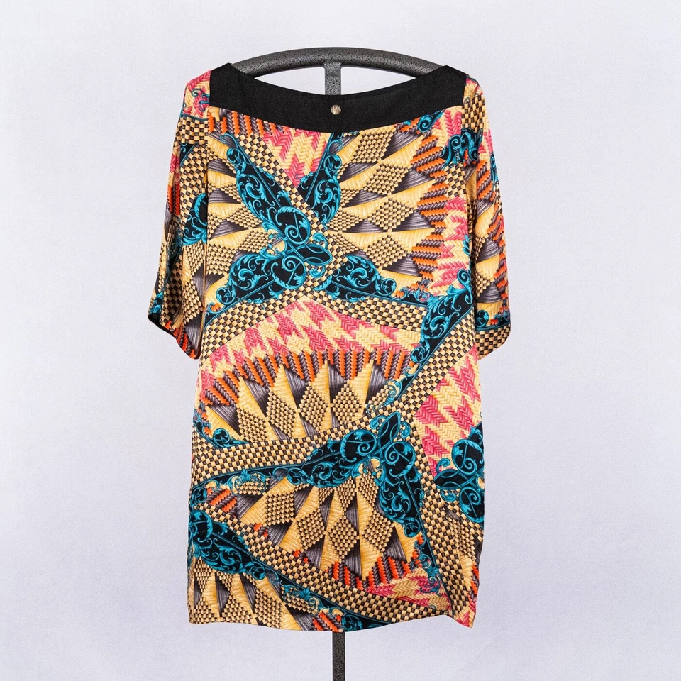 Vestido recto de seda colorido para mujer Gianni Versace Collection *Ver medidas*  Foto 3 de 4