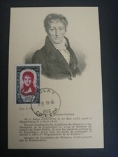 FRANCE CARTE POSTALE YVERT 869 CARNOT MATHEMATICIEN 10+4F COTE D'OR 1950