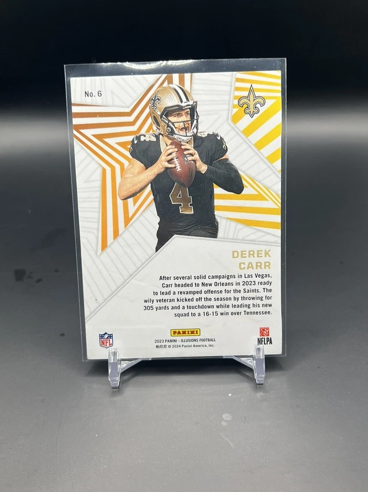 2023 Panini Illusions #6 DEREK CARR 'SHINING STARS' INSERT CARD! SAINTS - Image 2 of 2