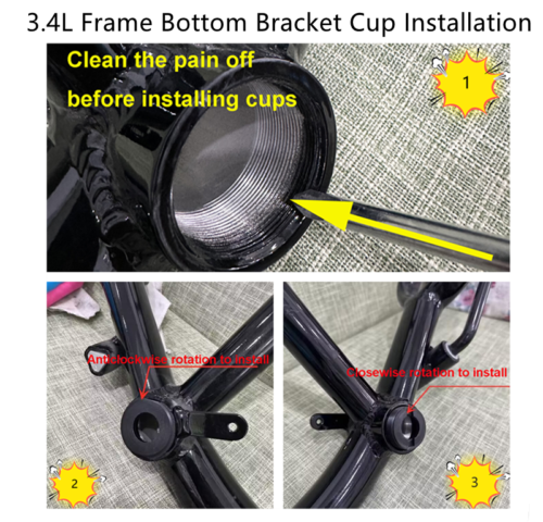 Gasfilz Faker Rahmen 3,4L schwarz & quadratisch BB Fahrradboden Halterung Set - 68 x 120 mm - Bild 20 von 20