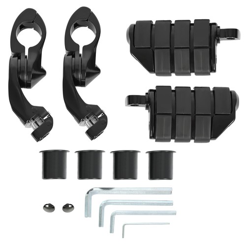 Reposapiés Highway para Harley Touring Road Street Glide barras negras de 1,25" - Imagen 10 de 17