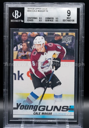 2019 Upper Deck # 493 Cale Makar Young Guns Colorado Avalanche BGS-9 MINT