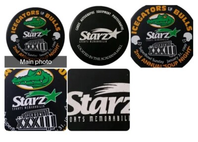 1999 ICE GATORS VS BULLS PUCK SUPER BOWL XXXIII STARZ SPONSOR RARE SOUP NIGHT 