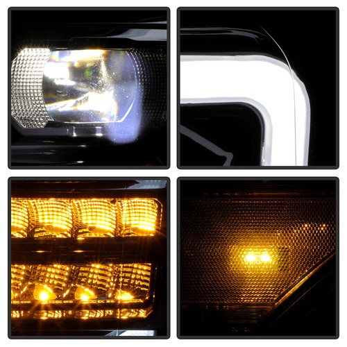 2011-2016 Ford F250 F350 Black Sequential Signal Full LED Projector Headlights - Picture 9 of 17
