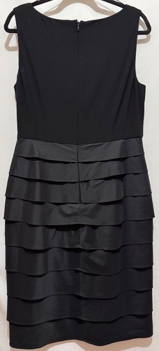 Adrianna Papell Black Cocktail Dress Tiered Ruffles Knee Length Sleeveless 14W - Picture 3 of 10
