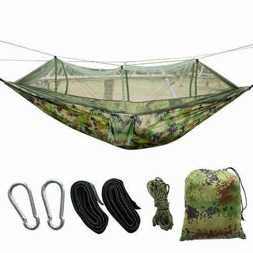 Double Person Camping Hammock With Mosquito Net Outdoor Hanging Swing Bed Travel - Picture 8 of 11