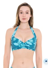 NWT Sunseeker South Pacific Hibiscus’s Ocean Halter Top Size 12 B-D Cup