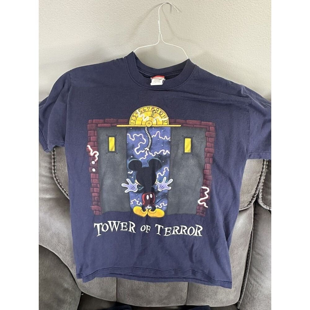 Vintage 90s Disney Tower Of Terror Mickey Mouse Black Crewneck 