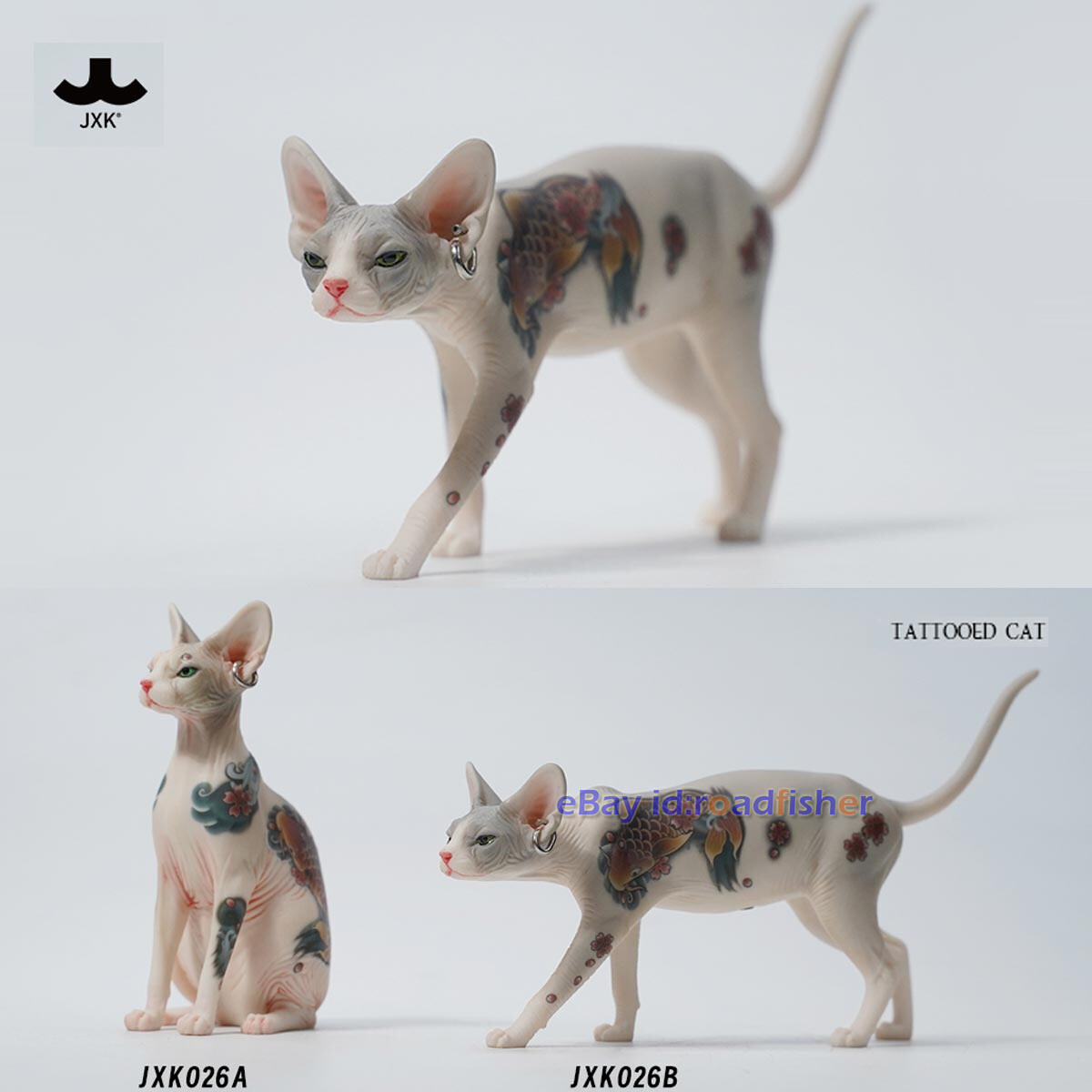 JXK Canadian Tattoo Hairless Figure Sphynx Cat Model 1/6 Figure