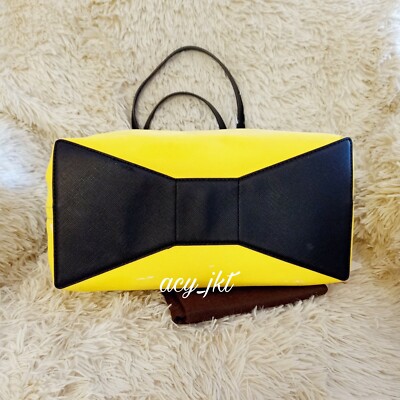 トートバッグ HI Women's FRANCIS Tote Bag Yellow-Black EUC Kate Spade New York KSNY Aloha Francis Hawaii Tote Bag
