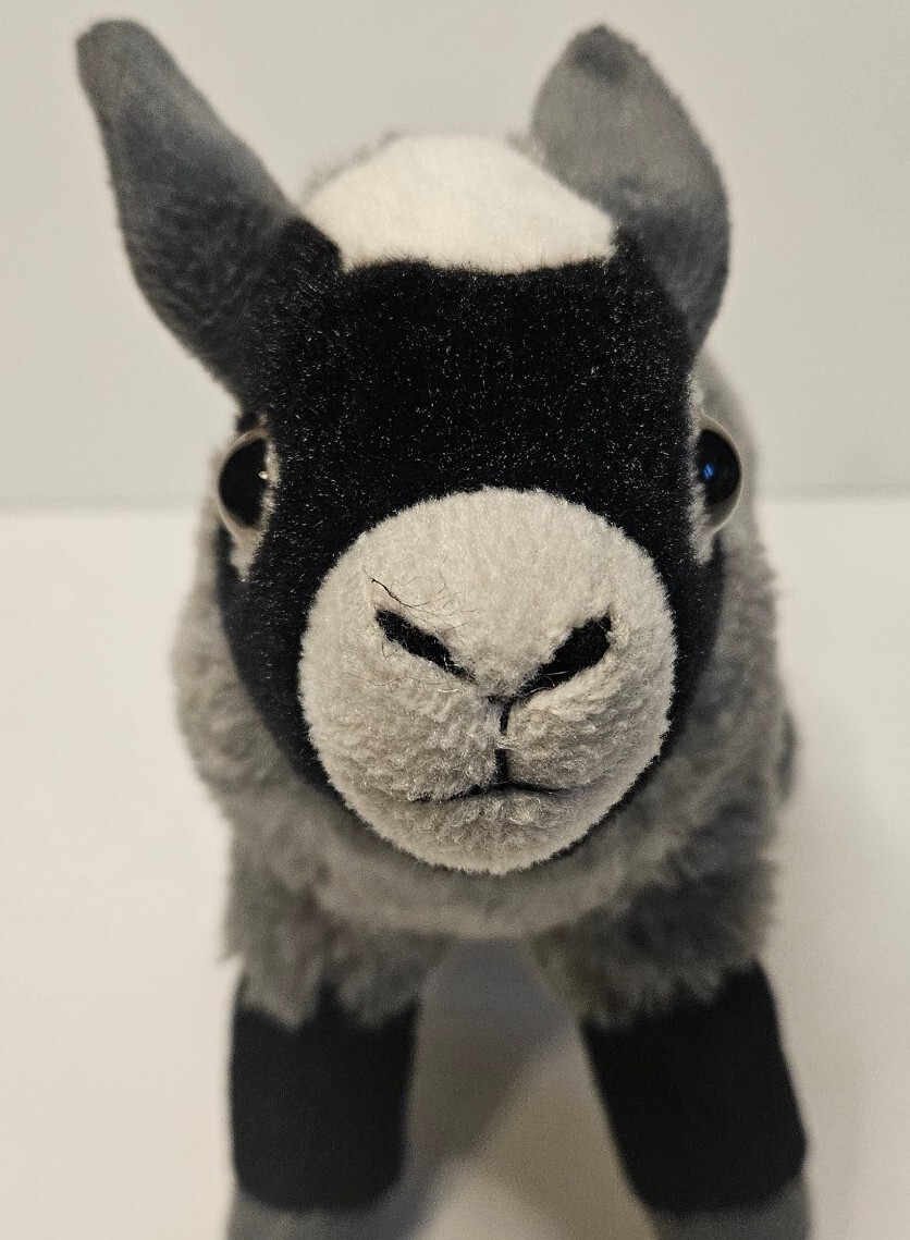 Goat Plush Toy Wild Republic REALISTIC Black Gray White KM International 7" 2015