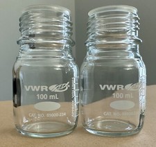 2 VWR 89000-234 100 mL Borosilicate Glass Graduated Media Bottle with Ring