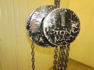 CM-Columbus-Mckinnon-1-Ton-Manual-Chain-Fall-Hoist-8-039-Lift-2000-LB-Capacity