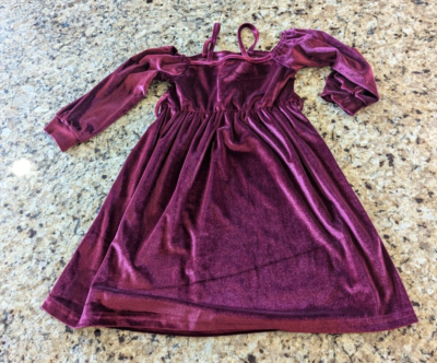Shein Girls Long Sleeve Off Shoulder Velour Dress Burgundy size 5T | eBay