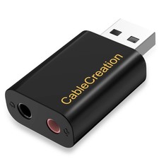 USB Audio Adapter with 3.5mm Jack, CableCreation External 1-Pack, Black
