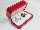 Auth Cartier Sterling Silver 925 Cufflinks Panthere & Santos Mixed Pair with Box