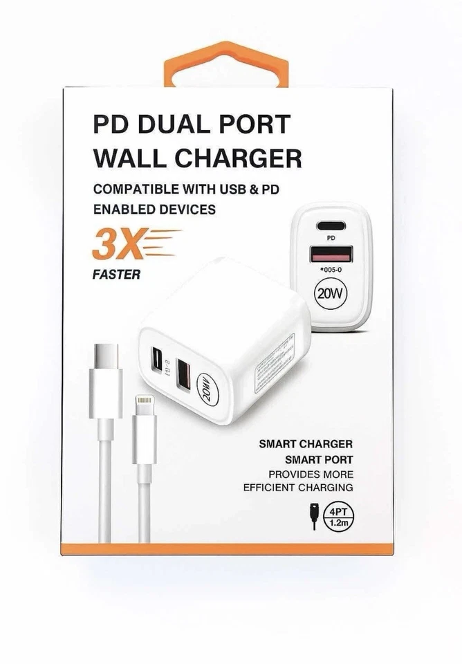 Комплект зарядного устройства с двумя USB для iPhone 7 8 11 12 13 14 Pro Max + кабель - Изображение 4 из 4