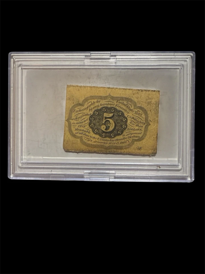 1862-63 Fr1230 US 5c First Issue Five Cent Fractional Postage Currency - Miscut - Image 2 of 2