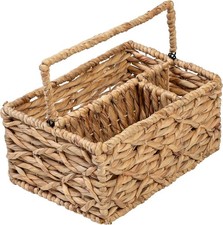 Multi-Use 3-Compartment Wicker Basket Caddy W/ Handle Natural STO-09844 Natural
