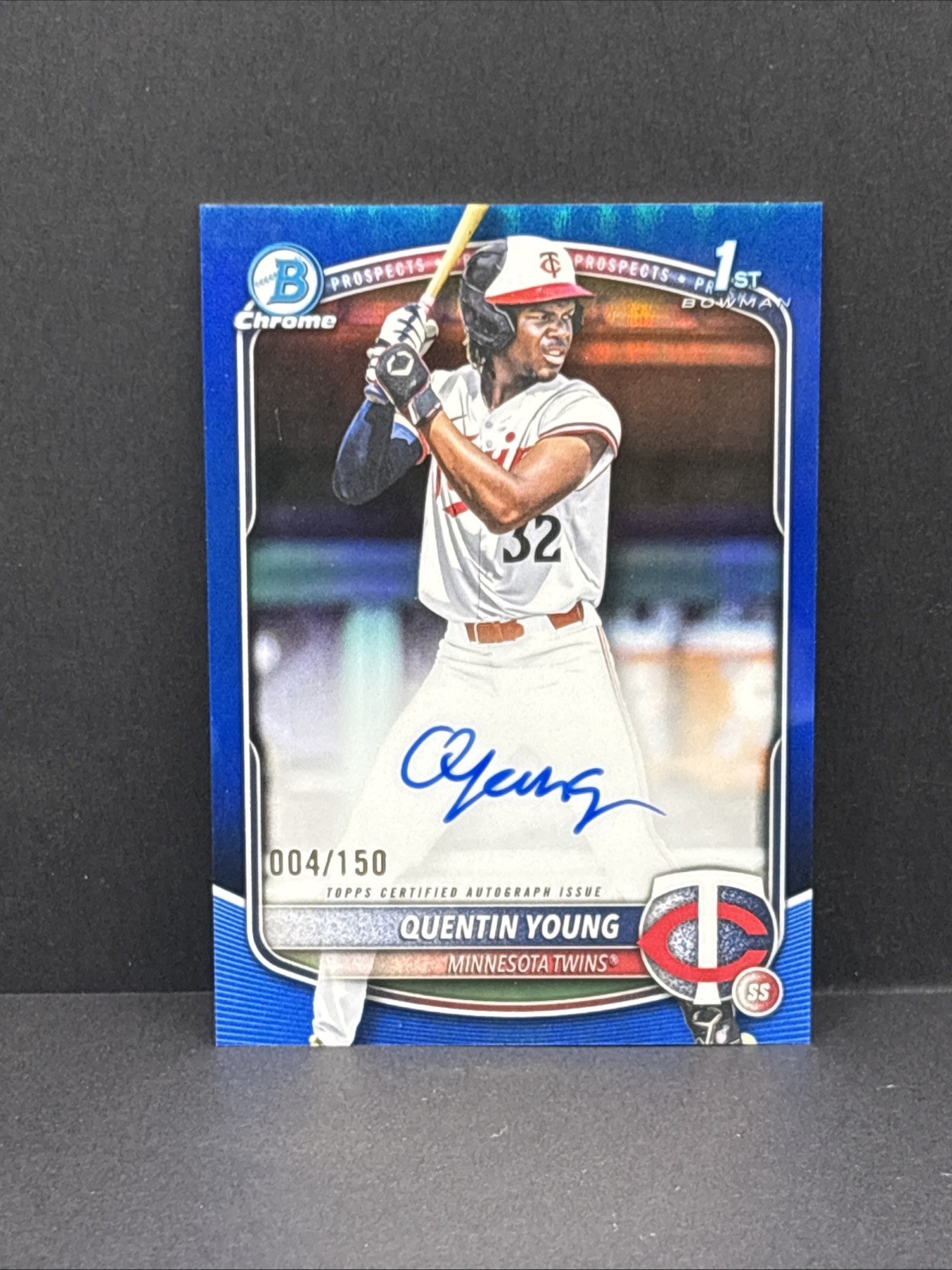 2025 Bowman Draft Chrome Quentin Young True Blue Auto /150 Twins BDC-92