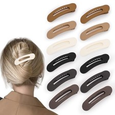 Maeups Flat Hair Clips for Women - 12 Pack Medium, black, white, brown,gray