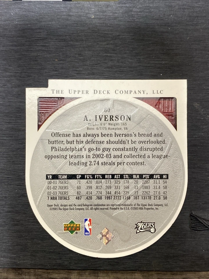 Lote de 3 cartas colecionáveis Philadelphia Sizers Allen Iverson excelente estado - Imagem 3 de 4
