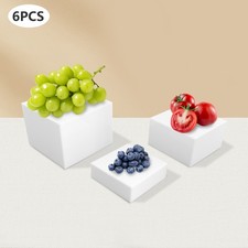 6Pcs White Rectangular Display Stands Pmma Tabletop Stands Three Sizes 11.02Lbs