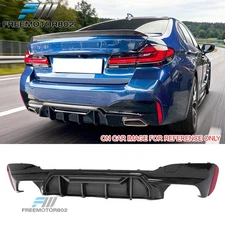 Fits 17-23 BMW G30 Gloss Black Rear Diffuser Trim CF Look Shark Fin- M5 MP Style