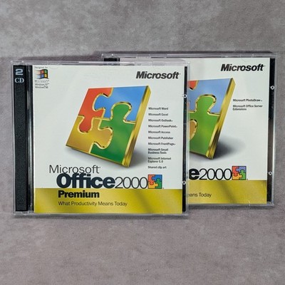 Microsoft Office 2000 Premium Edition 4-Disc CD-ROM Set Windows PC Retro w/Keys