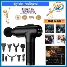 Deep Tissue Massage Gun Handheld Electric Muscle Massager 9 Attachments Black