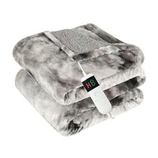 Electric Heated Blanket 50''x60''Size Faux Fur Heating Blanket Throw Light Gray