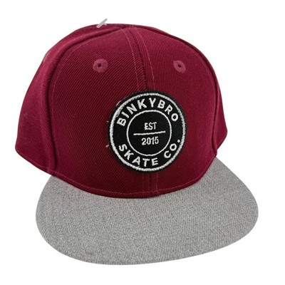 BinkyBro Skate Co Infant Snapback Hat Burgundy Grey Flat Brim Adjustable Cap