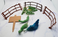 Miniature Plastic Lot of Trees and Fencing for Rail and Minatare Dioramas