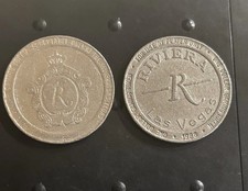 (2) Vintage 1980s Riviera casino Gaming Tokens Las Vegas Slot coins